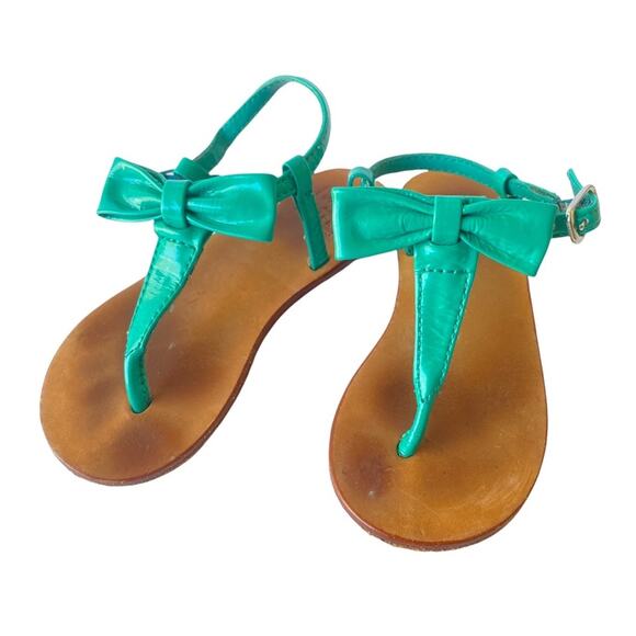 Janie and Jack sandals little girsl 6 Bow Patent Leather Easter Spring Shoes - Picture 1 of 7